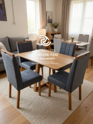 Conjunto Mesa de Jantar com 4 Cadeiras Madeira Tampo Amadeirado 1,20x0,80 Preto