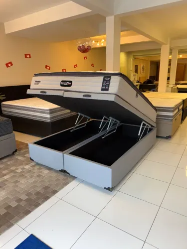 Cama de Casal QUEEN COM BAÚ TOP - Entrega grátis!