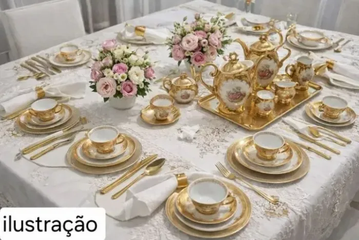 Jogo de Café e chá em PorcelanaDaniele Milione Cenas Galante
