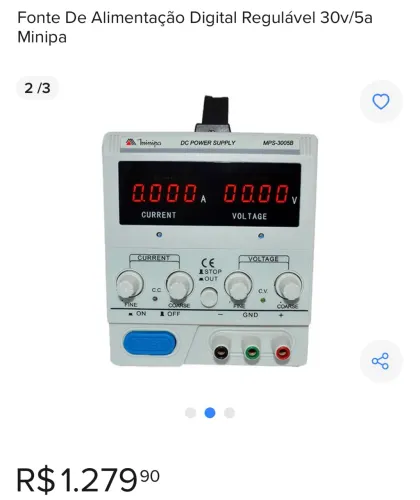 Fonte de Alimentação 30V/5A Minipa.