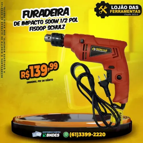 Furadeira de Impacto 500W 1/2 Pol FI500P Schulz
