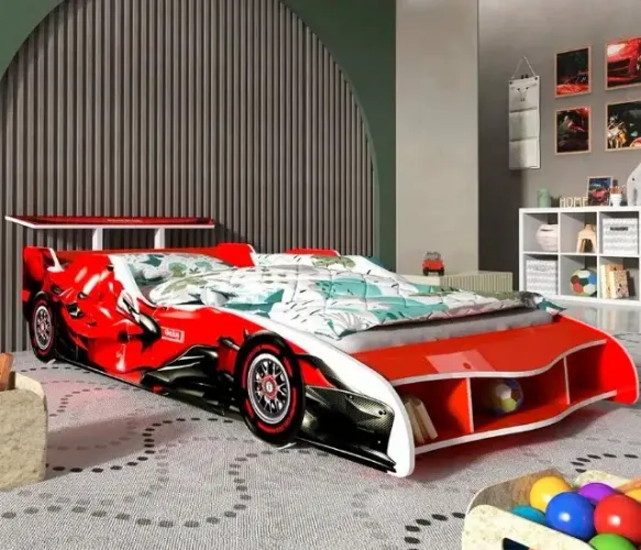 CAMA INFANTIL CARRO F1 GELIUS Dividimos Em Até 10x Sem Juros