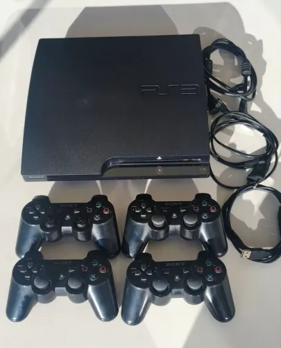 ? PS3 Slim Desbloqueado + 4 Controles - Pronto para Jogar!