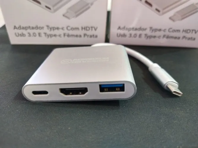 Adaptador type c com hdtv usb 3.0 type c fêmea  hdmi
