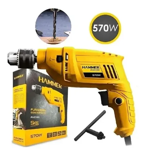 Furadeira Martelete Elétrica Hammer de Impacto 10mm 570W 220V - Nova + Garantia