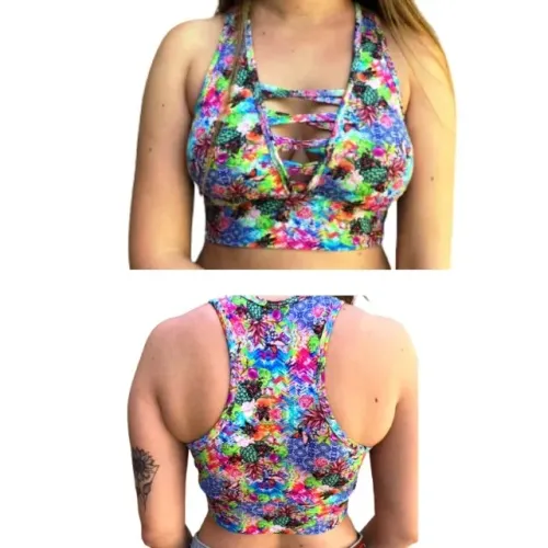 Cropped Top Estampado Feminino para Academia em Poliamida e Elastano com Bojo marca CiaMar