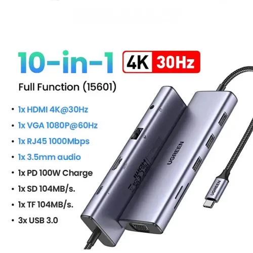 Ugreen Hub usb c MacBook notebook Samsung Adaptador usb tipo c 10 em 1 Type C, O Melhor