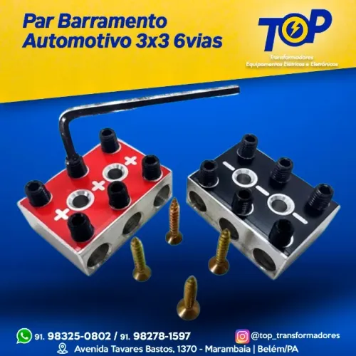 barramento 6 vias 3x3 para som automotivo