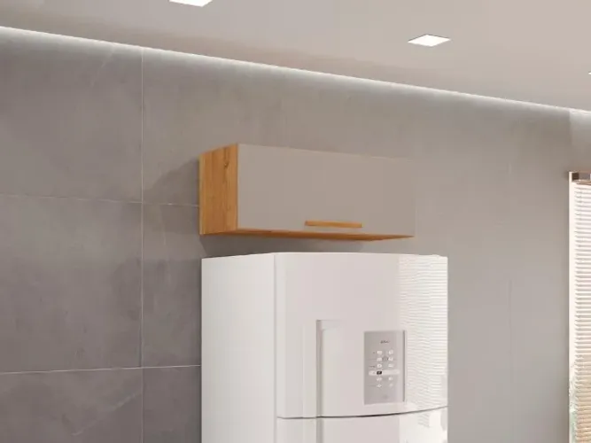 Armário de Cozinha Aéreo Geladeira New Valência Cinamomo/Off White Até 12x