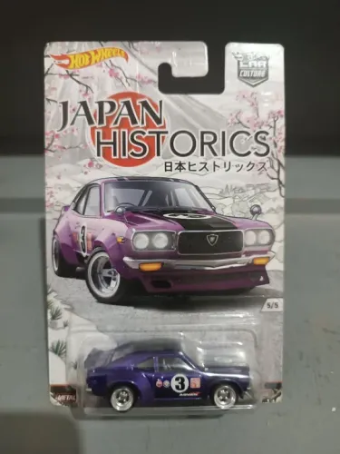 Miniatura Mazda RX-3, série Japan Historics 1, Hot Wheels, escala 1:64 