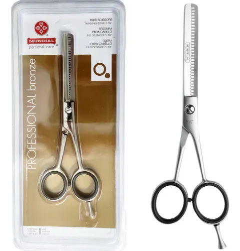 Tesoura de Cabelo Fio Desbaste 5,75" Mundial Bronze BC-350-5 Profissional NOVA E LACRADA