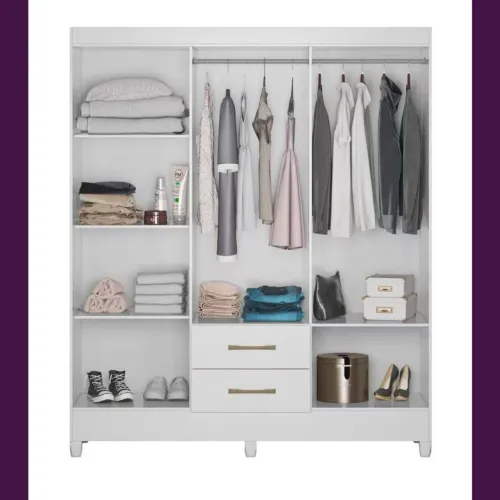 Guarda-Roupa Branco com Amplo Espaço Interno