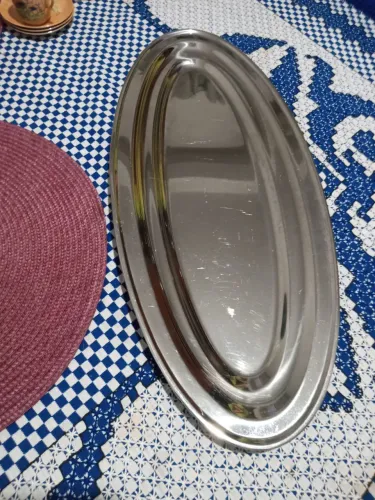 Bandeja Oval de Aço Inox