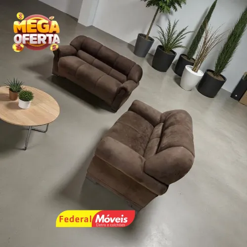 Sofá com 3 e 2 Lugares Conjunto Suede Super Oferta - Solicite Catálogo