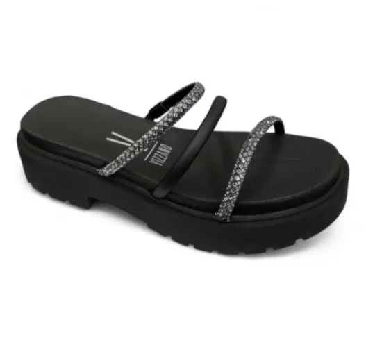 Sandália Papete Vizzano Salto QuadradoStrass ORIGINAL Lançamento