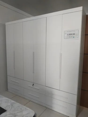 Guarda-roupa de casal branco 6 portas com 6 gavetas