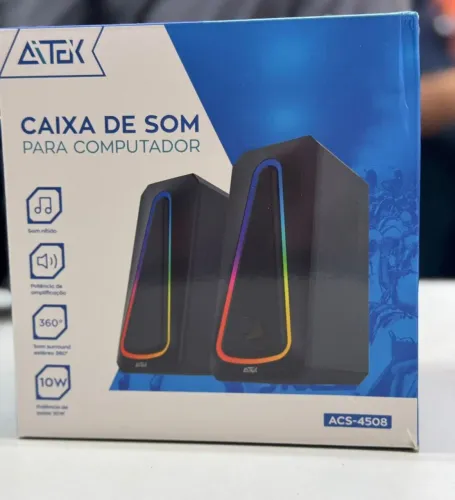 Caixa de som para Pc Notebook USB Gamer Rgb Aitek