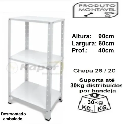 Prateleira / Estante aço torre 60 baixa ( novo ) branca