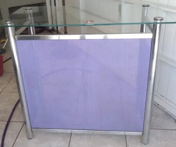 Balcão para Recepção em Aço Inox e Blindex 1.50X50cm altura 92cm