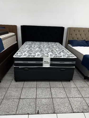 Cama Box Casal + Colchão Style 1,88m x 1,38m Molas Ensacadas