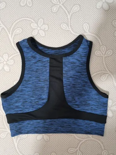 Top de Treino Azul com Detalhe em Mesh