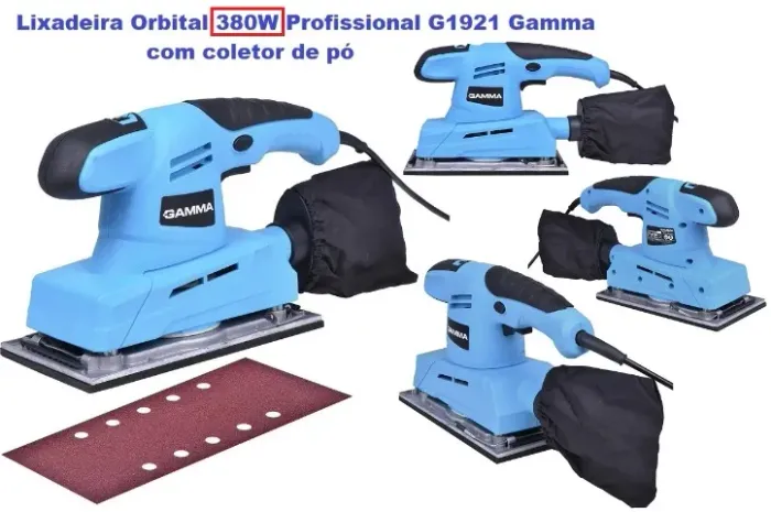 Lixadeira Orbital com 5 Controle de Velocidade 380W Coletor De Pó 220V Profissional Gamma