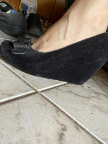 Sapato Melissa flocada em Veludo Salto plataforma tamanho 37/38 preto 