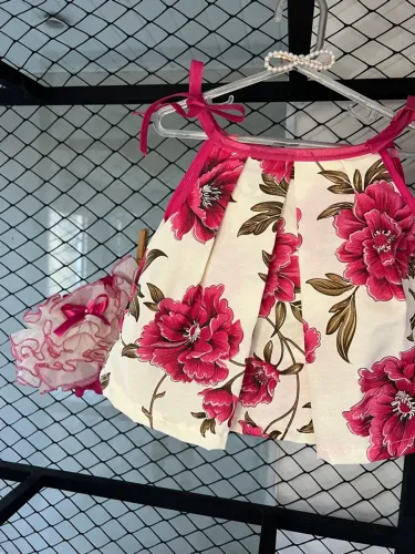 Conjunto floral para bebê kit menina calcinha bunda rica