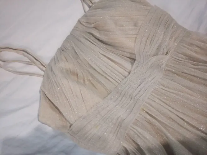 Vestido longo cor creme para festas 