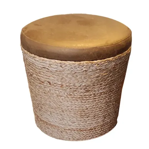 Puff estofado revestido por sisal A 50cm x D 40cm