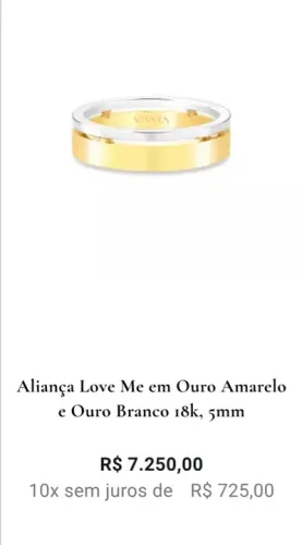 Aliança masculina e feminina da Vivara 