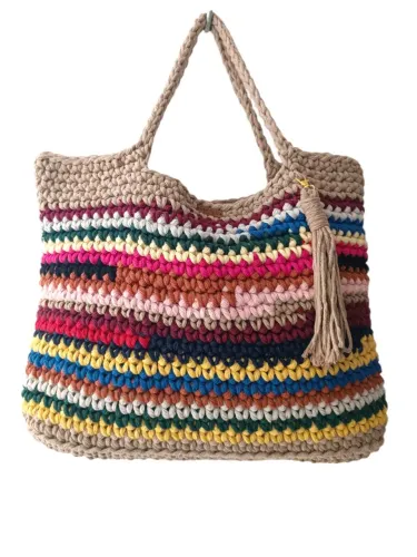 Bolsa de Praia Crochê Colorida PROMOÇÃO DIA DAS MÃES