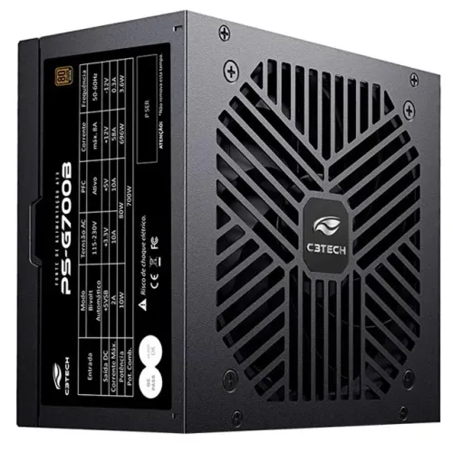 Fonte ATX 700W C3Tech PS-G700B PFC Ativo 80 Plus Bronze New - WZetta