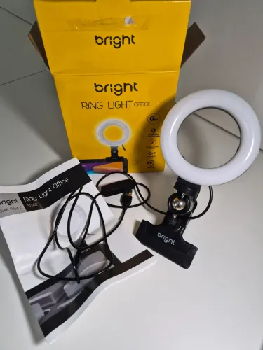 Luminária Ring Light Office, com controle de intensidade, USB, ST002, Marca: Bright