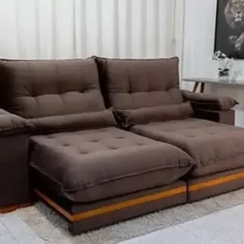 Sofá Retrátil Barcelona 4 Lugares No Marrom