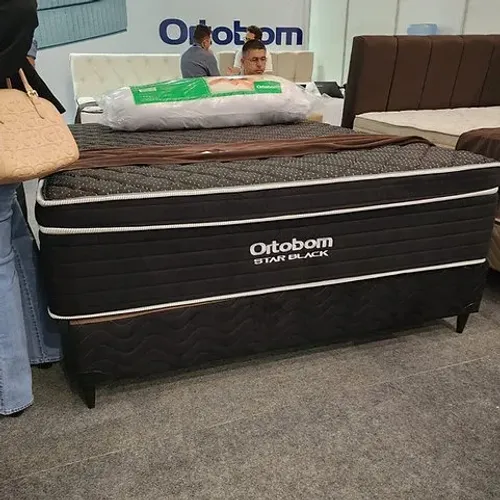 Cama Box Casal Padrão Star Black Ortobom - Entrega Grátis para Fortaleza