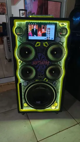 Som automotivo completo caixa Bob subwoofer tiger áudio 12p 800w RMS médio módulo fonte