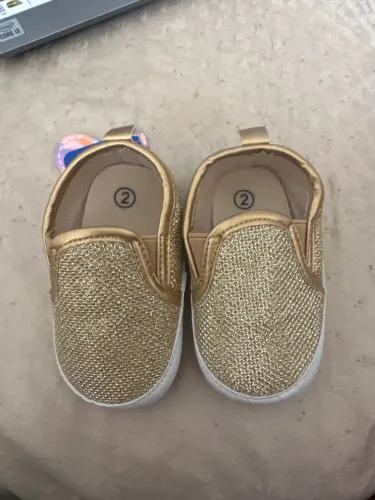 Sapatilha Infantil Dourada - bebê de 7 a 12 meses