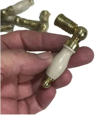 Puxadores Dourados De Gaveta Sobrepor Pingente Bege 6 unidades