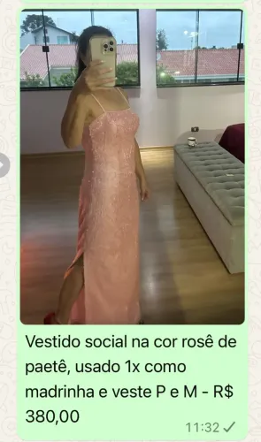 Vestido social de festa - rosê