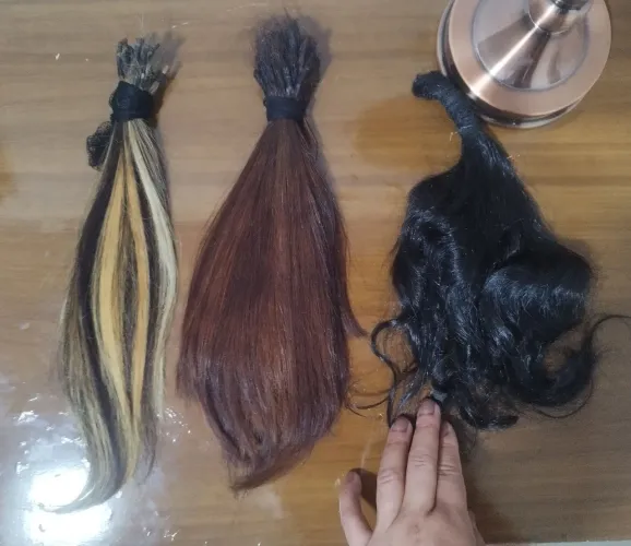 Cabelos brasileiros mesclado, castanhos e preto natural