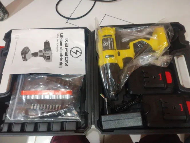 parafusadeira 21 v 2 baterias completa