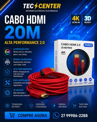 Cabo com Malha Hdmi 1.4 20M It-Blue