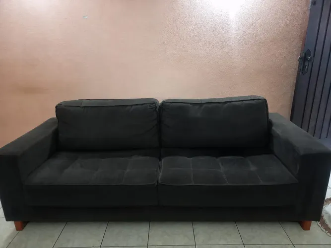 Sofá, suede, marrom 2.17x87