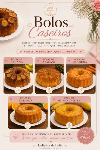 Bolos caseiros e confeitados 