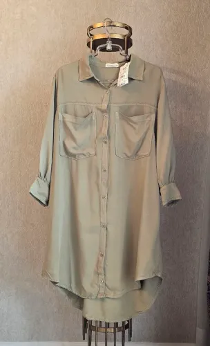 Vestido estilo camisa longa, verde - My Favorite Things tamanho G