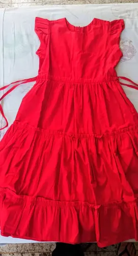 Vestido Infantil Menina Regata Babado Ombro Liso Vermelho