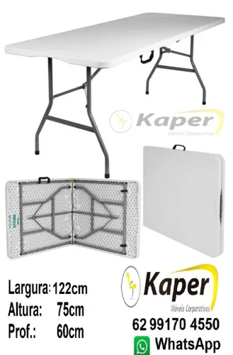 Mesa 122cm dobravel polipropileno base de aço ( produto Novo ) Promoção