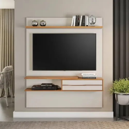 Painel NT 1155 1Pts Off White/Freijo Notavel - Entrega Rápida!
