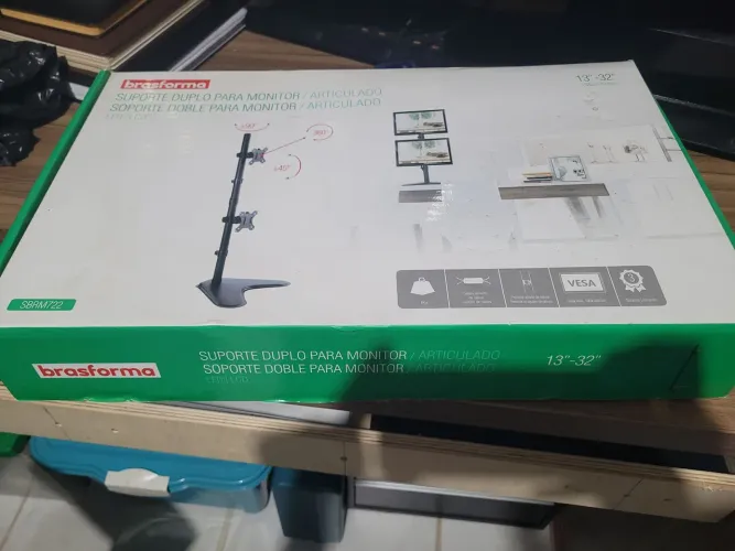 Suporte para 2 Monitores de 13? a 32? Vesa 75×75 até 100×100 - Brasforma SBRM 722